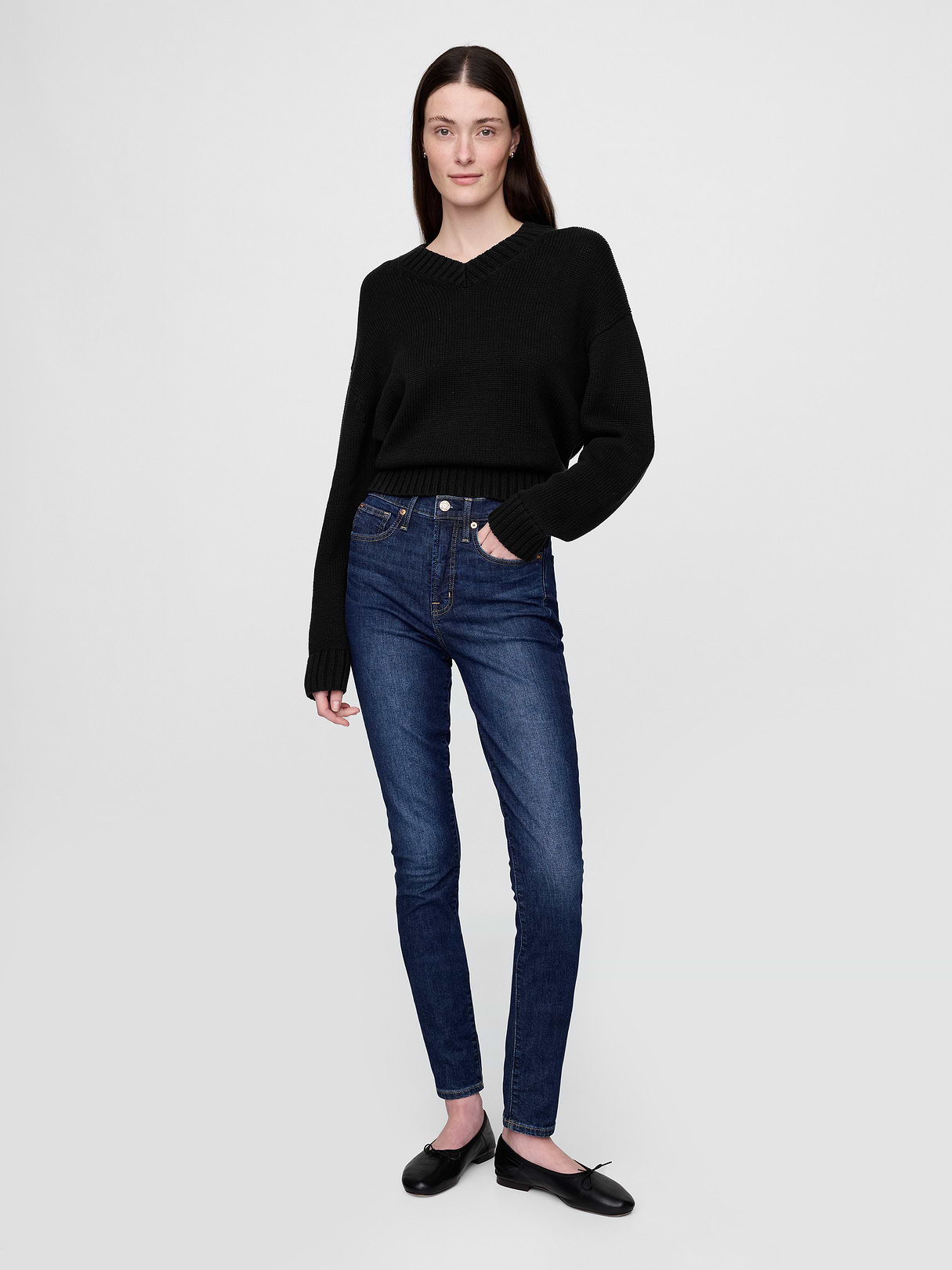 High Rise True Skinny Jeans - Dark wash by Gap