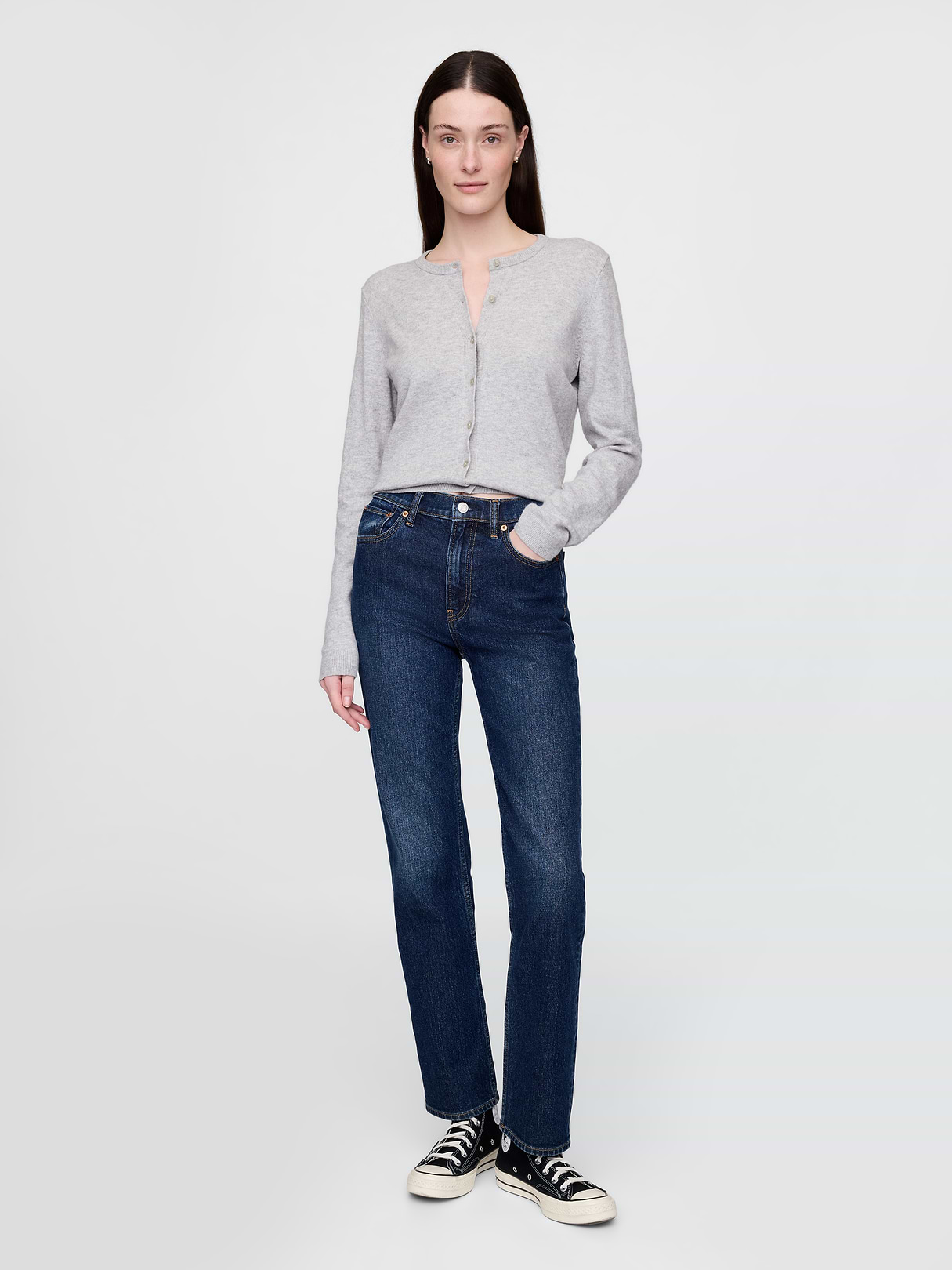 High Rise '90s Slim Straight Jeans - Dark rinsed wash by Gap