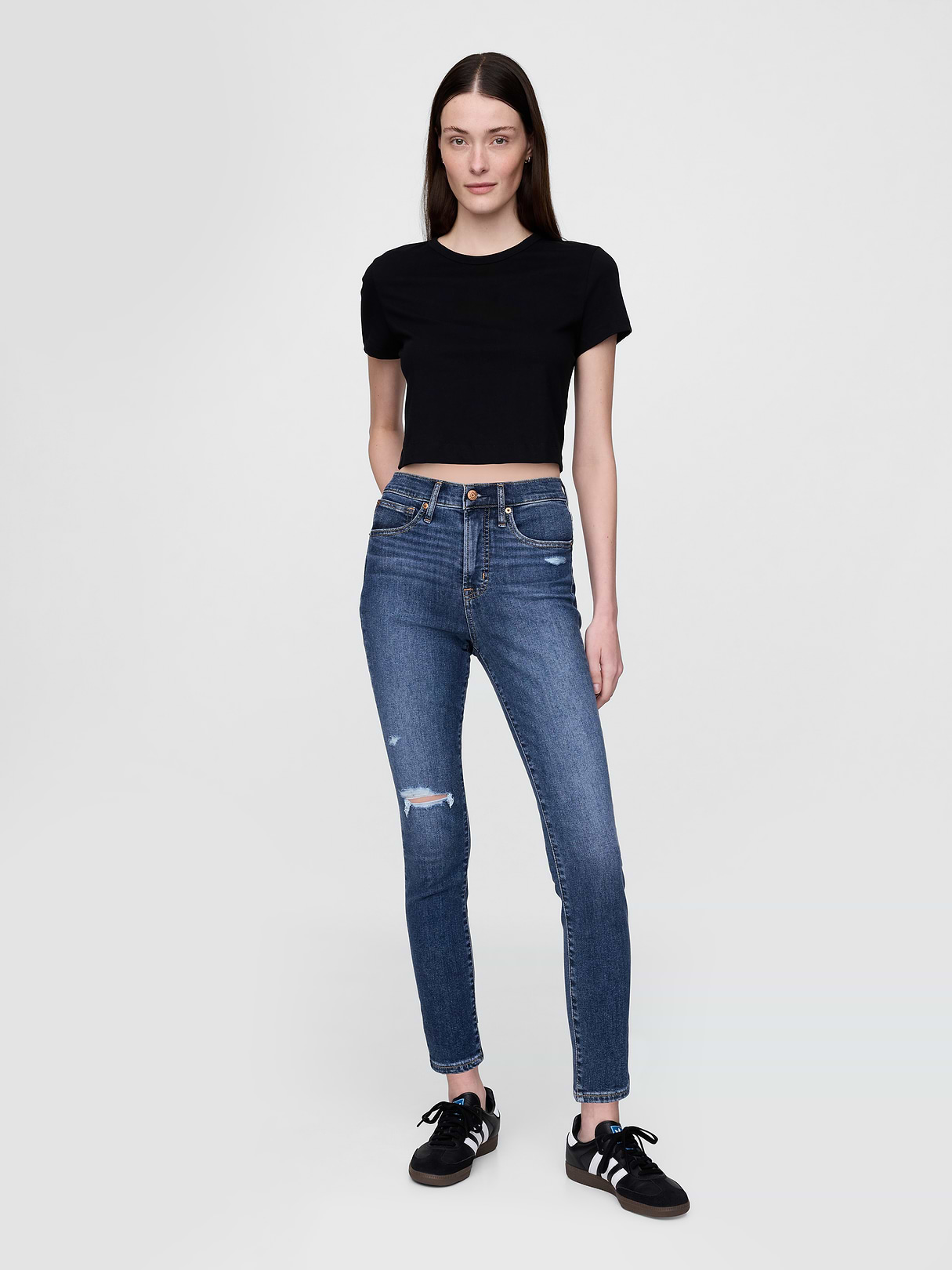 High Rise True Skinny Jeans - Indigo destroy by Gap