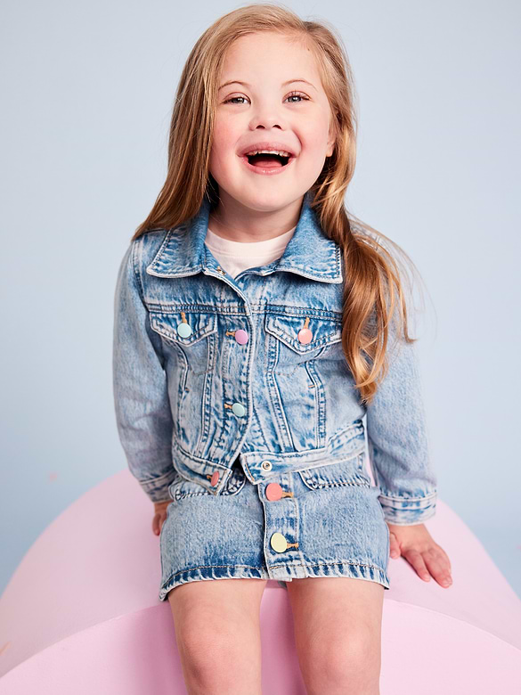 Veste camionneur courte en denim pour toute-petite