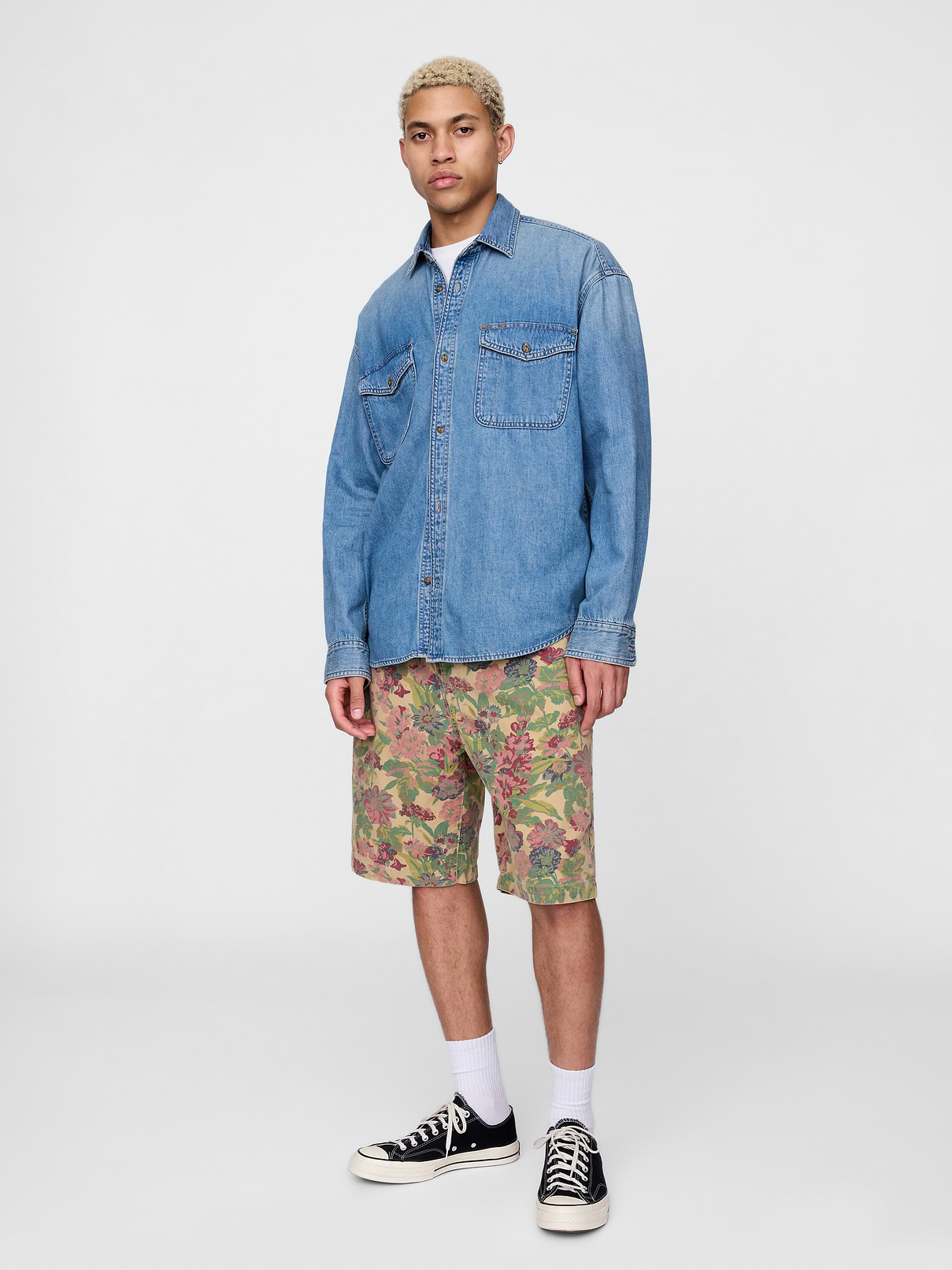 Floral Canvas Shorts