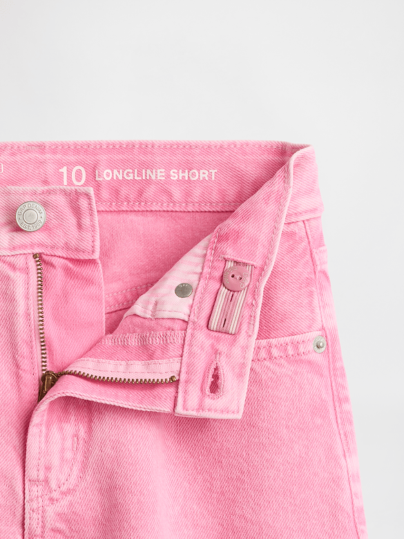 Kids Mid Rise Longline Denim Shorts
