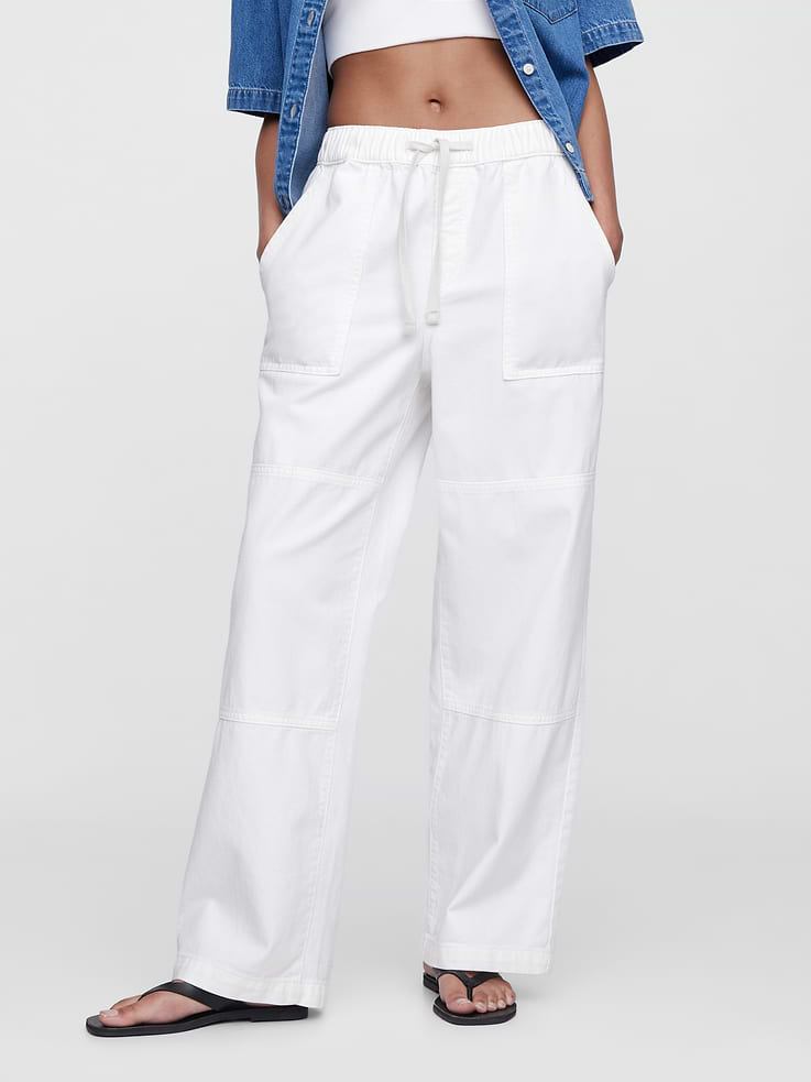 Image number 2 showing, High Rise Pull-On Wide-Leg Utility Jeans