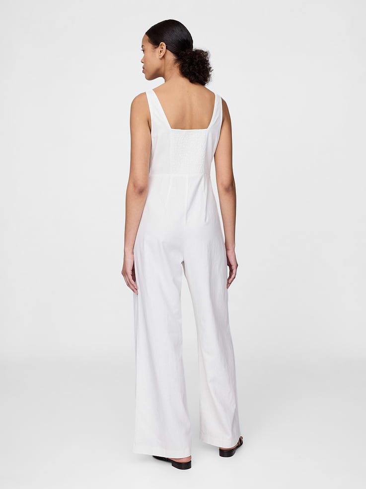 Image number 2 showing, Linen-Blend Seamed Jumpsuit