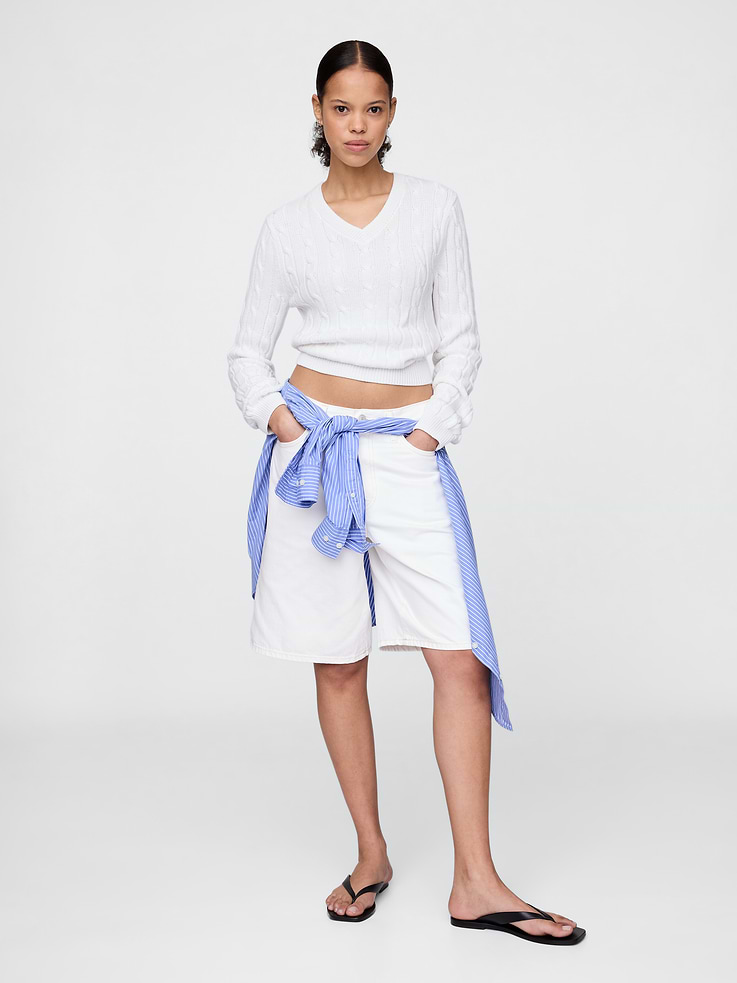 Image number 1 showing, 11" Mid Rise Longline Denim Shorts
