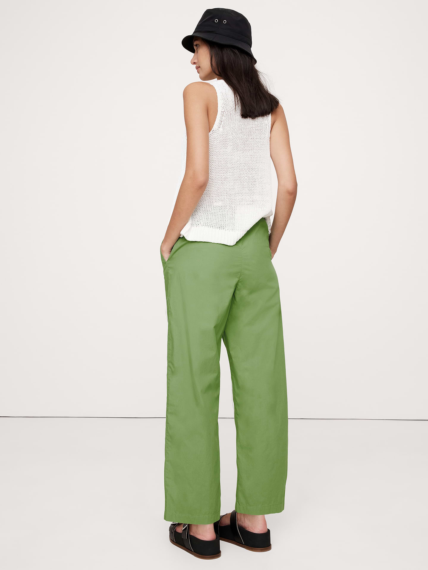 Image 2 of 4, Cotton Poplin Pull-On Pant