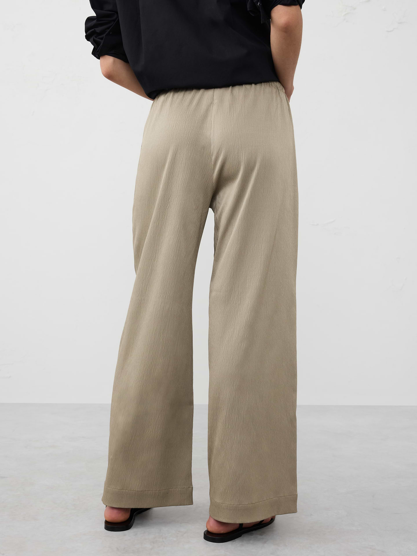 Image number 2 showing, Wide-Leg Crinkled Satin Pull-On Pant