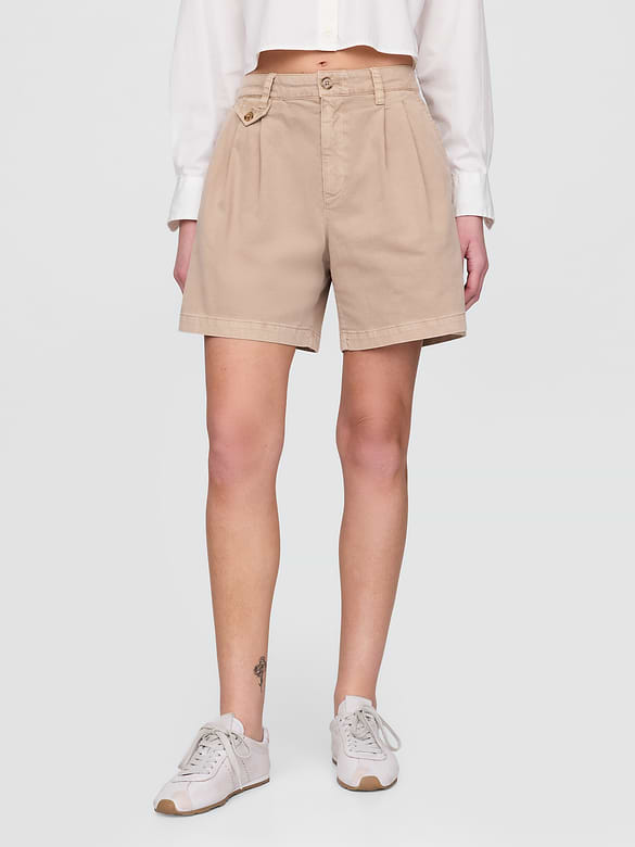 6" Mid Rise Twill Pleated Trouser Shorts