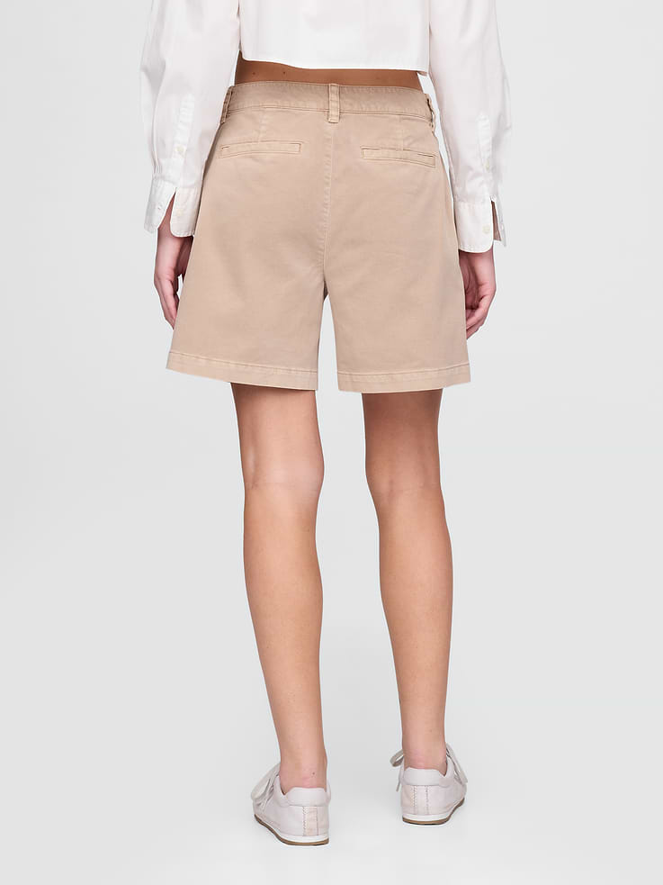 Image number 4 showing, 6" Mid Rise Twill Pleated Trouser Shorts