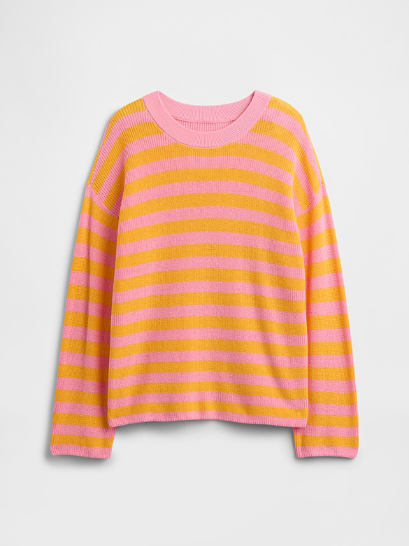 Oversized Stripe Crewneck Sweater