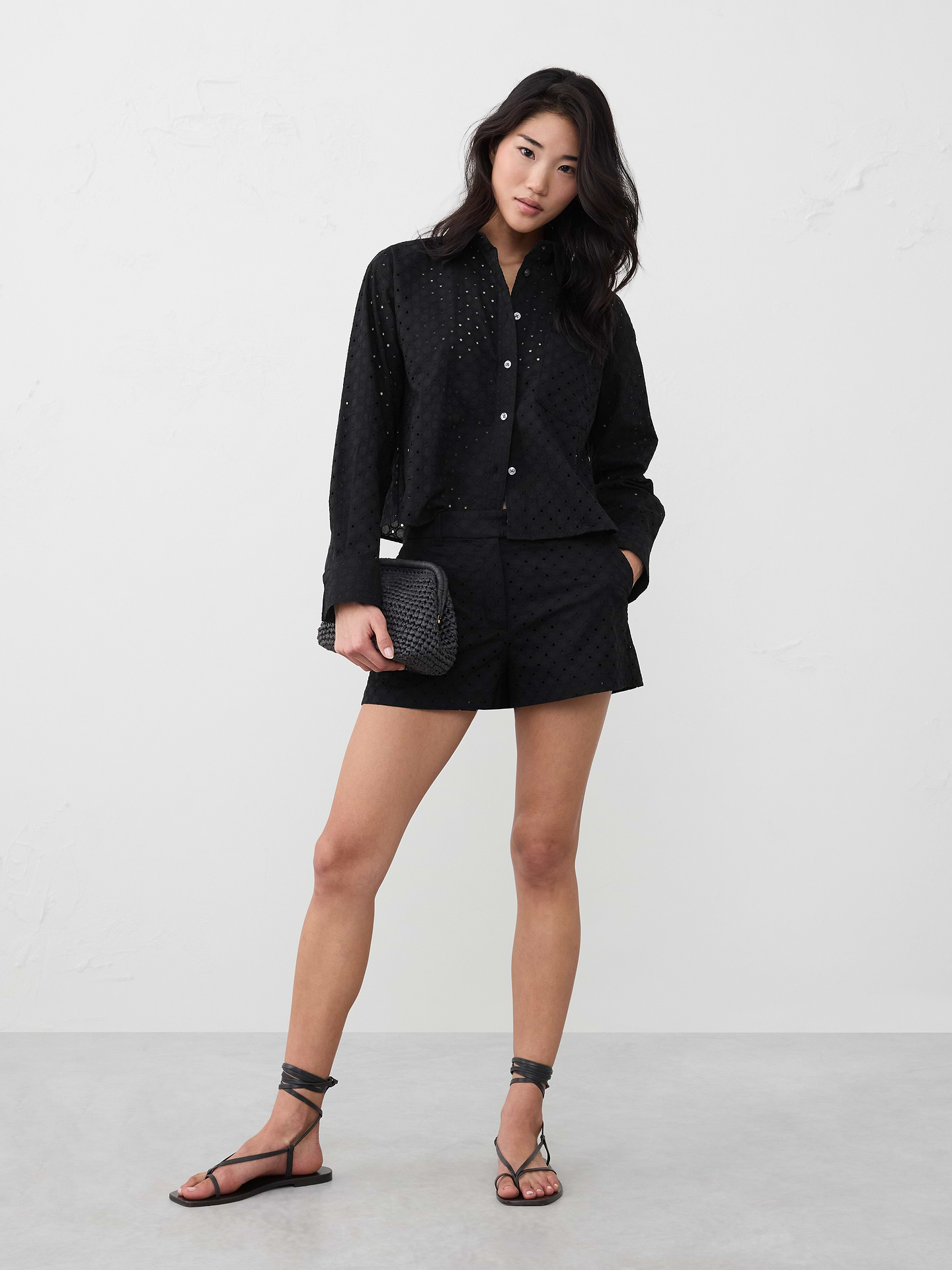 Image number 1 showing, Eyelet Pleated Short