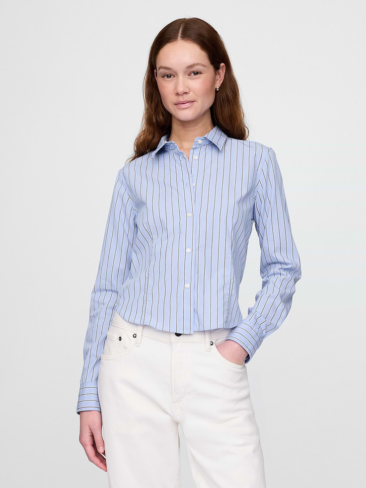 Image number 1 showing, Organic Cotton Fitted Crop Shirt