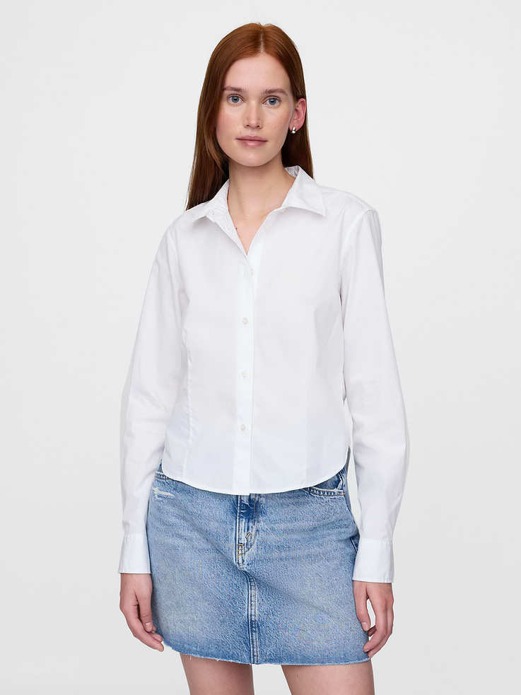 Image number 1 showing, Organic Cotton Fitted Crop Shirt