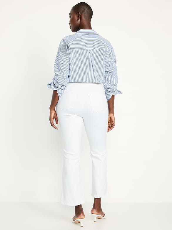 High-Waisted Weekender Pull-On Crop Flare Jeans