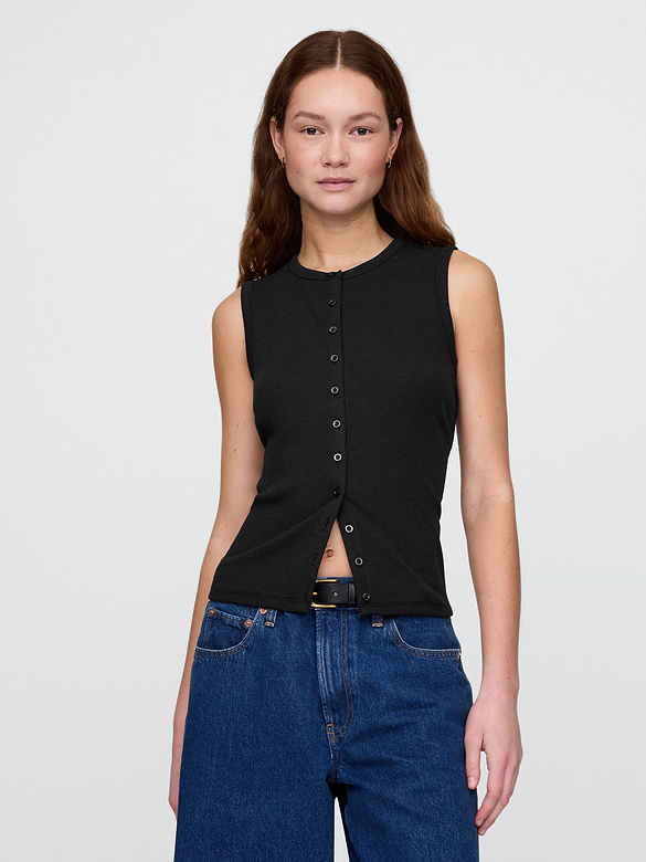 Modern Rib Cardigan Vest
