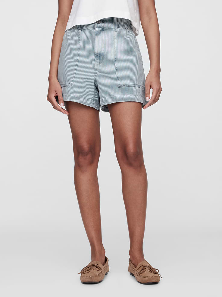 Image number 2 showing, 4" High Rise SuperSoft Denim Utility Shorts
