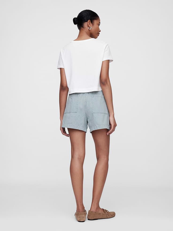 Image number 4 showing, 4" High Rise SuperSoft Denim Utility Shorts