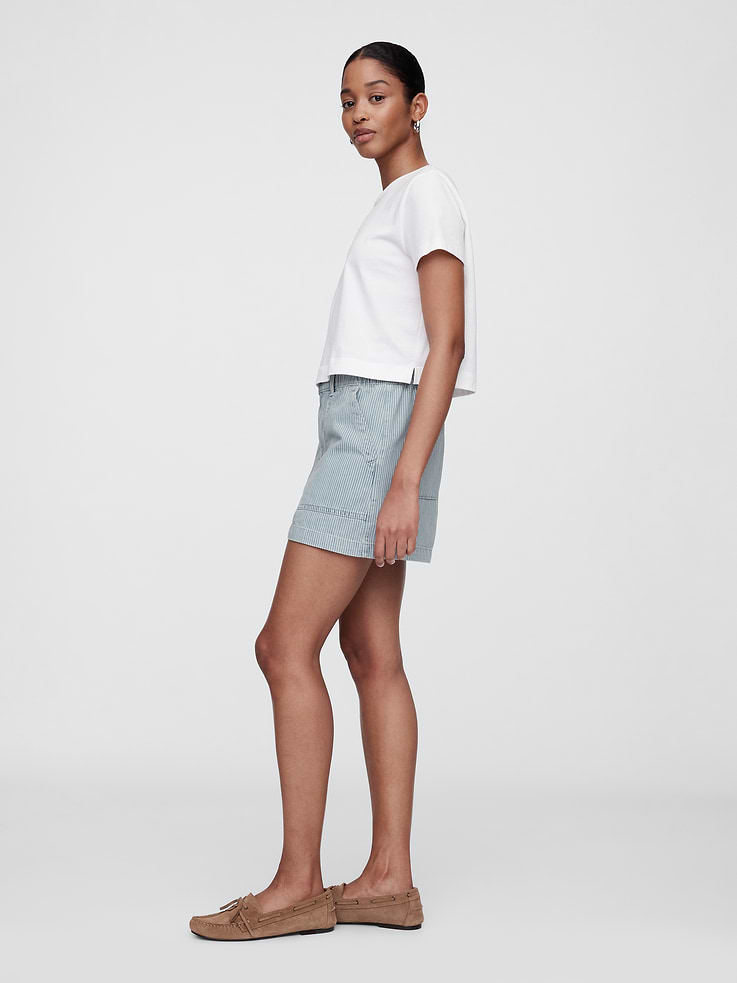 Image number 3 showing, 4" High Rise SuperSoft Denim Utility Shorts
