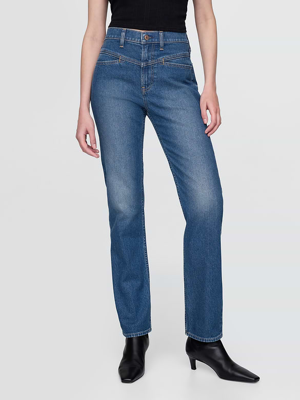 High Rise Western '90s Slim Straight Jeans