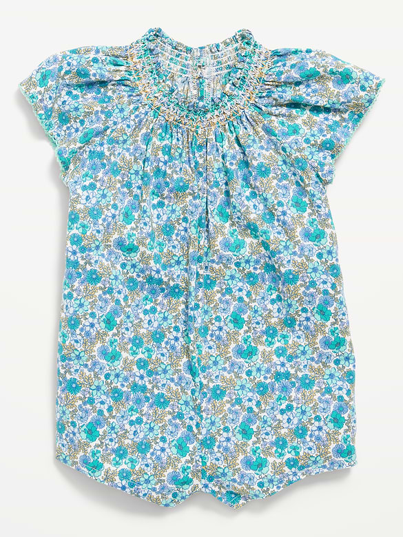 Printed Flutter-Sleeve One-Piece Romper for Baby