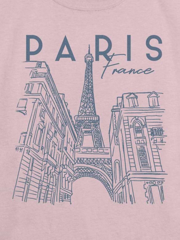 Kids Paris Line Art Graphic T-Shirt