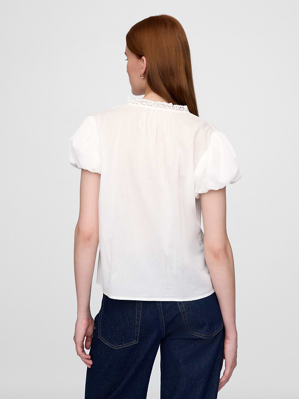Bubble-Sleeve Pintuck Top