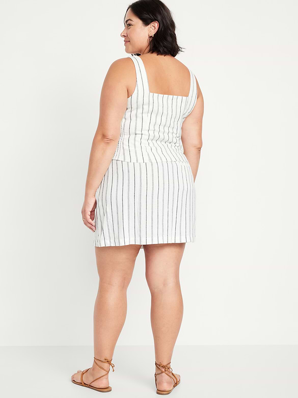 High-Waisted Linen-Blend Mini Skirt