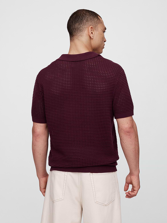 Crochet Johnny Collar Polo Shirt