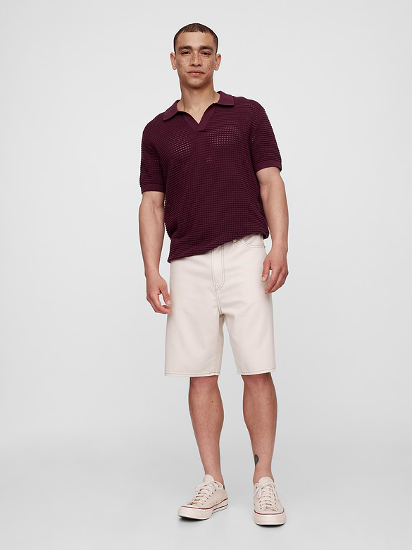 Crochet Johnny Collar Polo Shirt