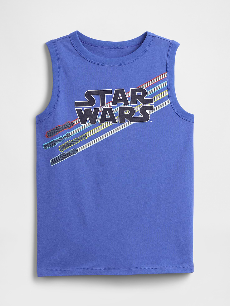 Image 1 of 2, Rule the galaxy., Soft jersey knit., Sleeveless., Crewneck., Star Wars graphic at front., This product was made in a factory that invests in gender equity and women’s empowerment through RISE. Learn more at gapinc.com/equity., Product #787644