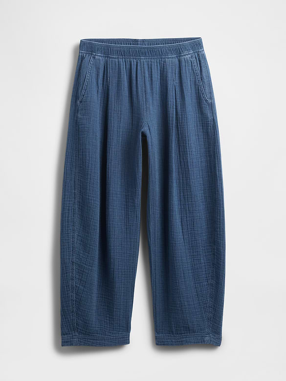 Cotton Gauze Denim Easy Barrel Pants