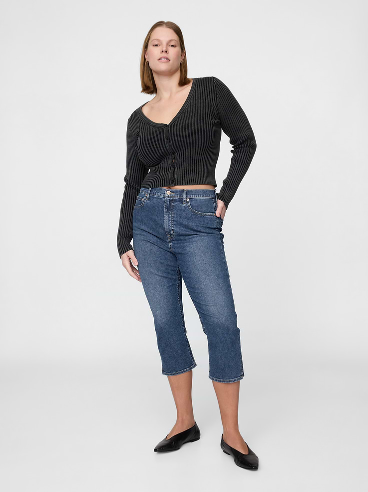 Image number 5 showing, High Rise Capri Jeans