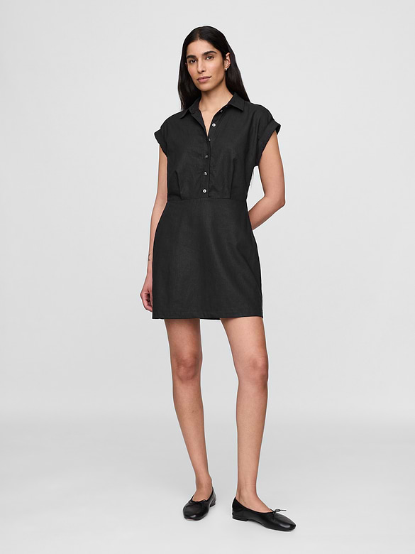 Linen-Blend Shirtdress