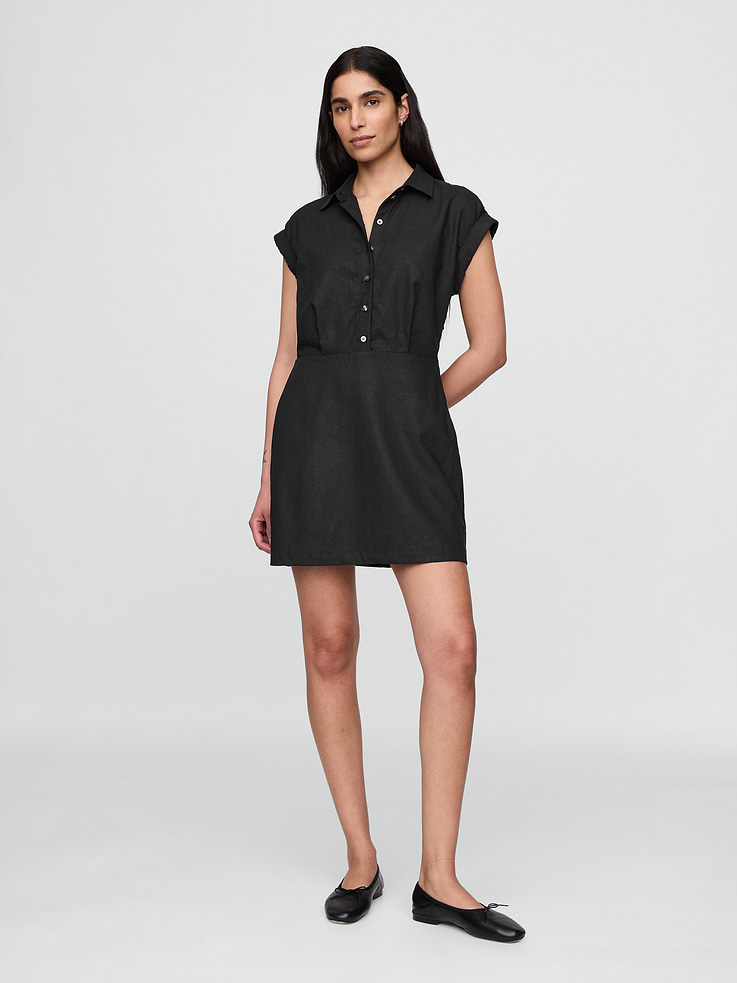 Image number 1 showing, Linen-Blend Shirtdress