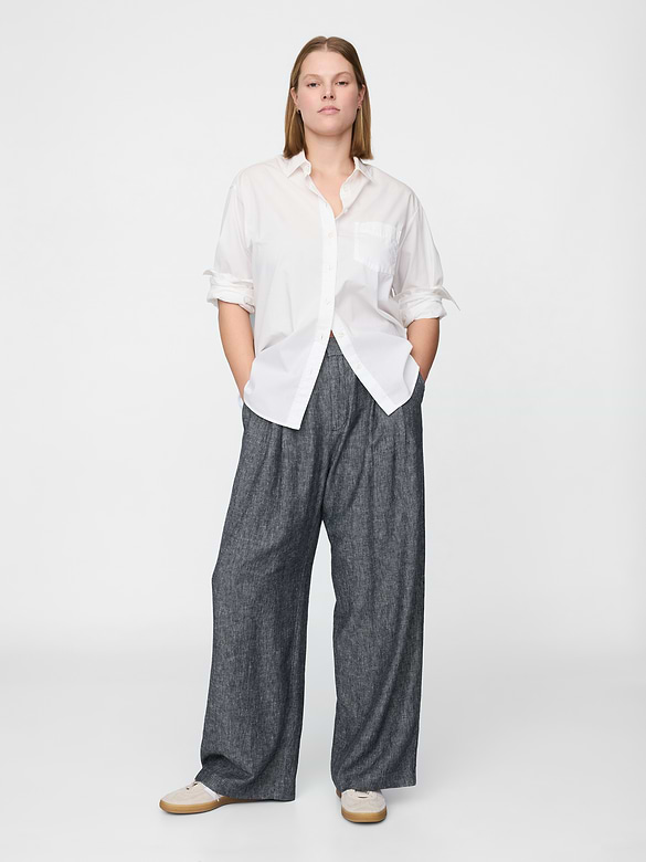 365 High Rise Linen-Blend Trousers