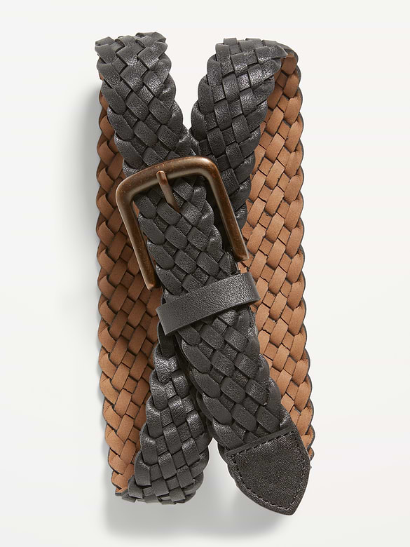 Braided Faux-Leather Belt for Men