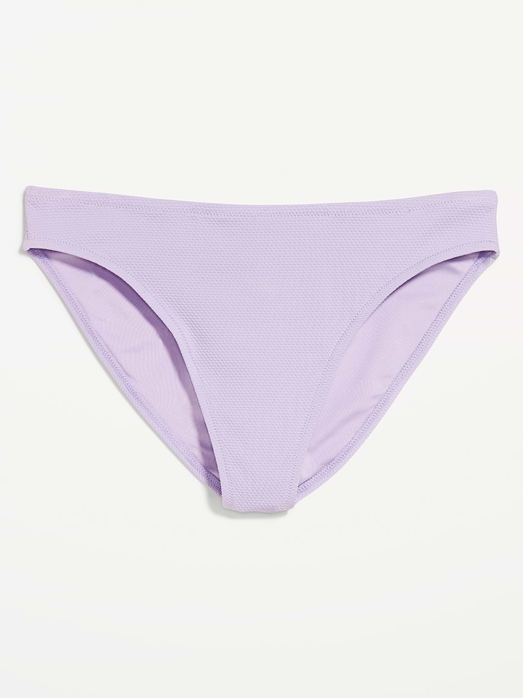 Image number 4 showing, Mid-Rise Textured Bikini Swim Bottoms
