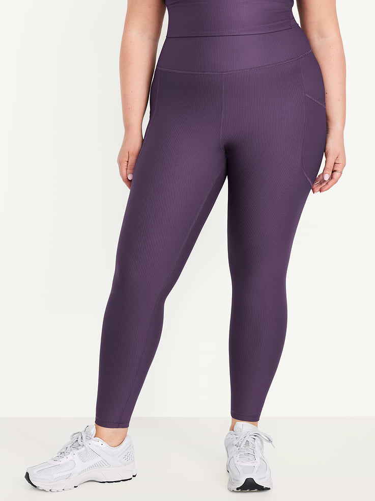 Image number 3 showing, High-Waisted PowerSoft Ribbed Pocket Leggings