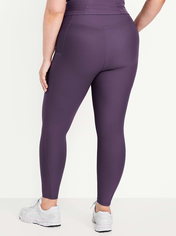 Image number 5 showing, High-Waisted PowerSoft Ribbed Pocket Leggings
