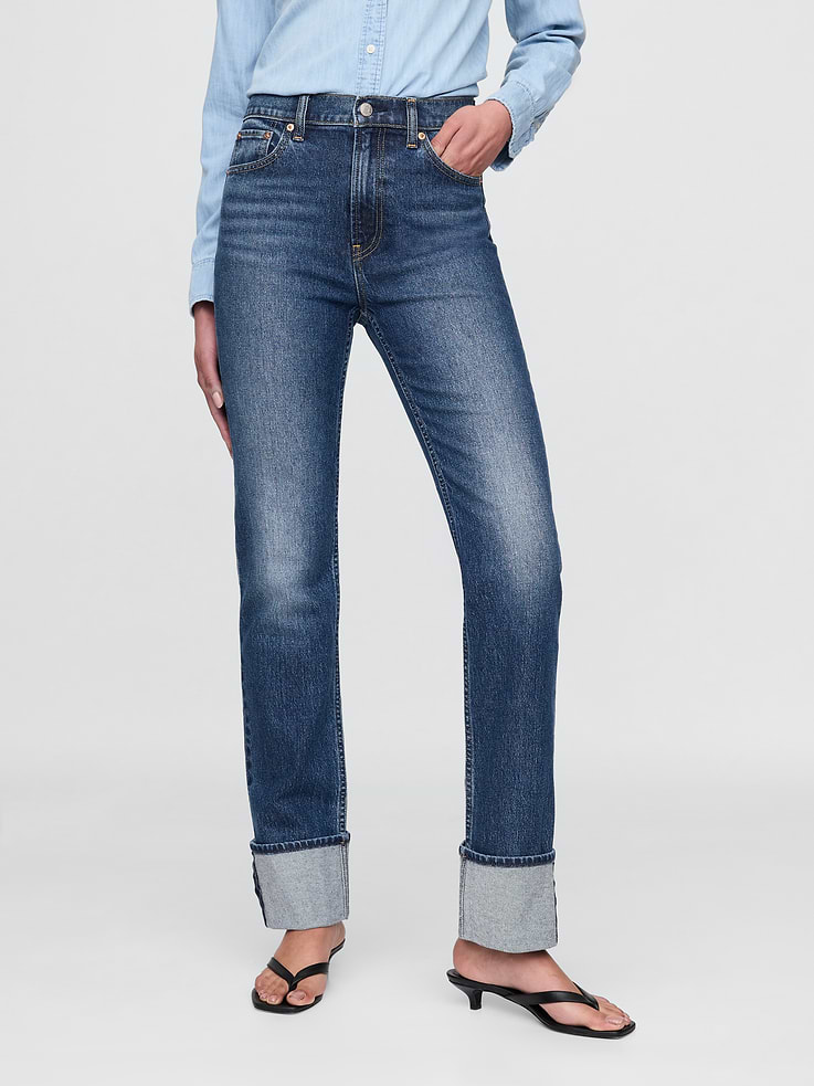Image number 2 showing, High Rise Cuffed '90s Slim Straight Jeans