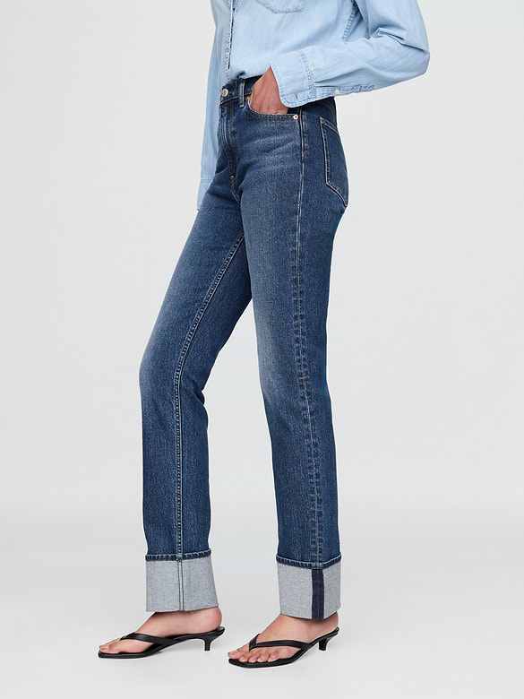 High Rise Cuffed '90s Slim Straight Jeans