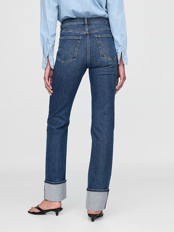 High Rise Cuffed '90s Slim Straight Jeans