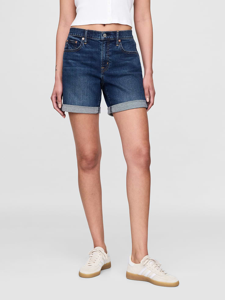 Image number 2 showing, 5" Mid Rise Denim Girlfriend Shorts