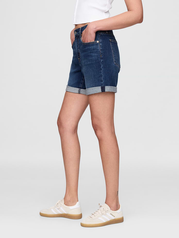 Image number 3 showing, 5" Mid Rise Denim Girlfriend Shorts