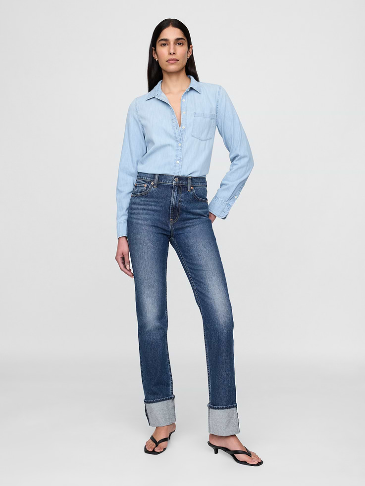 Image number 1 showing, High Rise Cuffed '90s Slim Straight Jeans