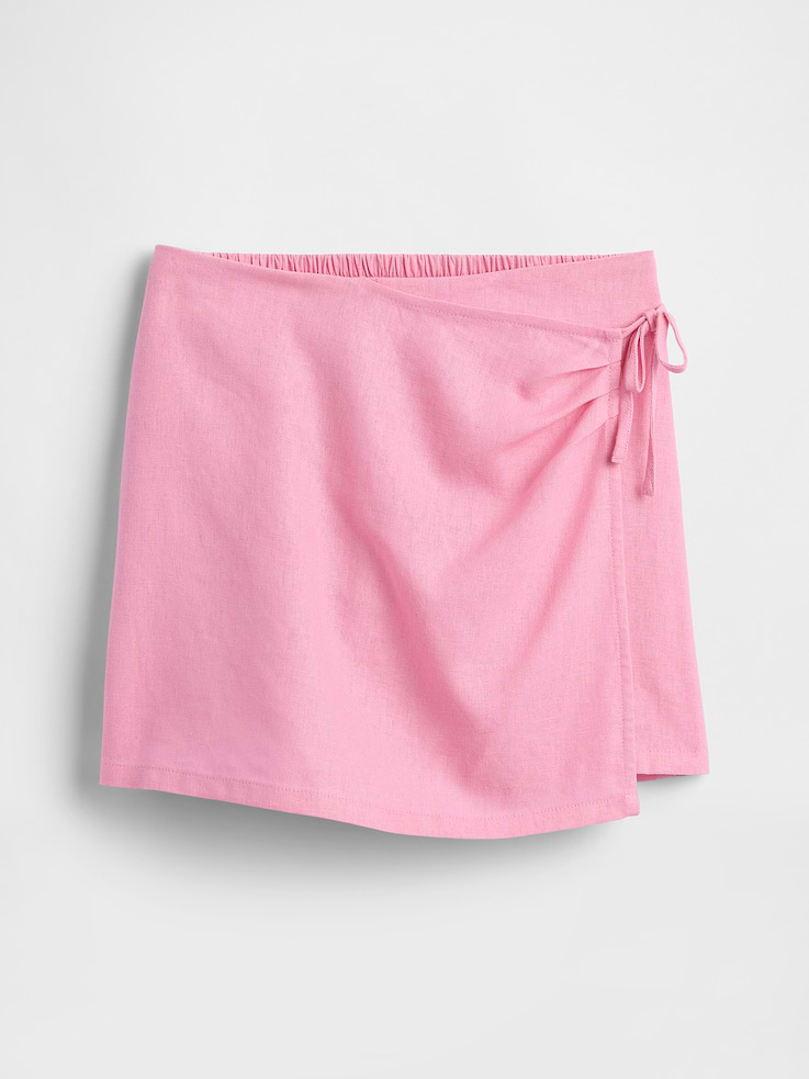 Image number 1 showing, Kids Linen-Blend Wrap Skort