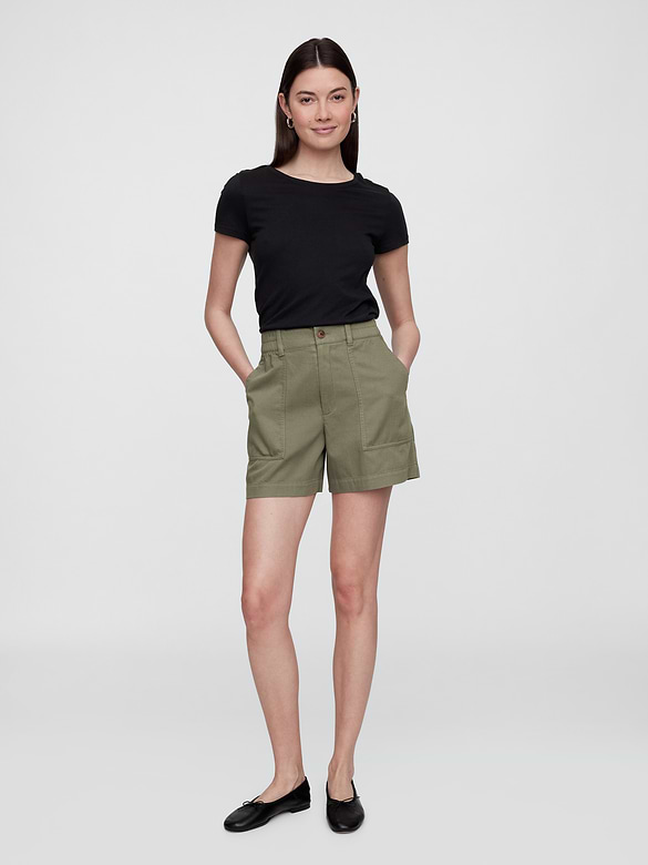 High Rise 4" Khaki Girlfriend Shorts