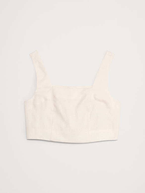 Linen Square-Neck Cropped Tank