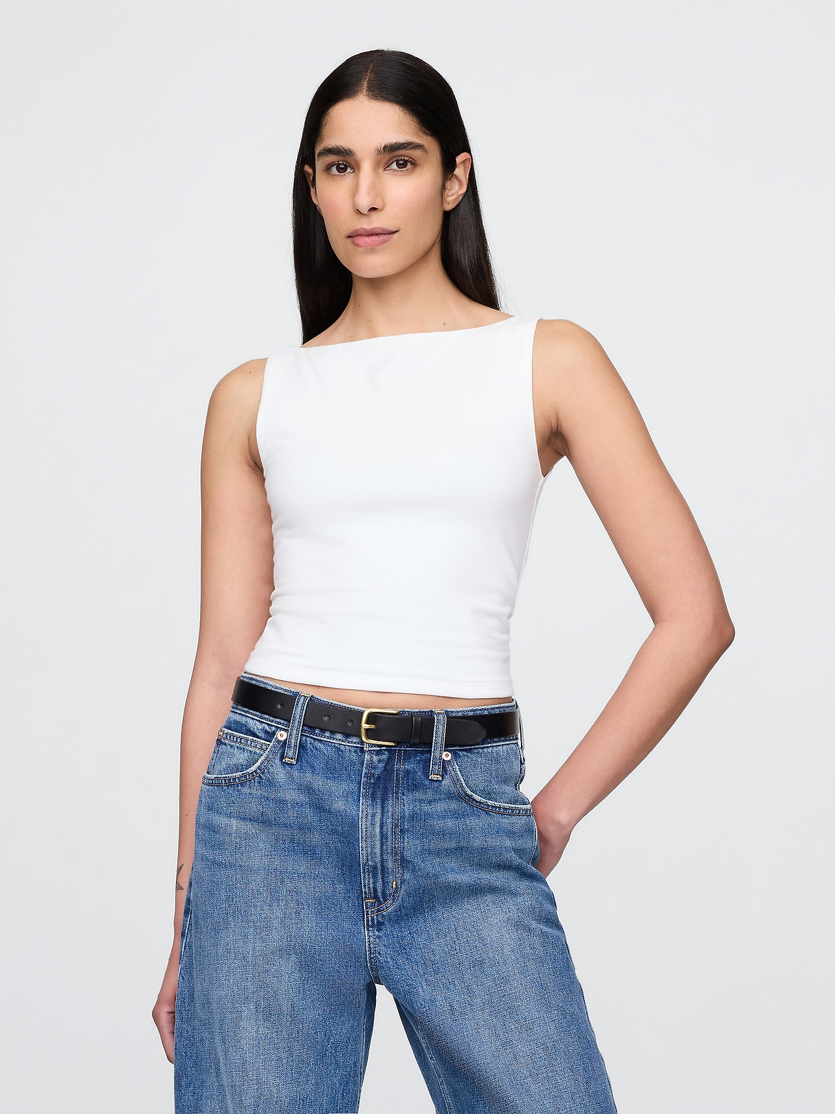 CloseKnit Jersey Boatneck Crop Tank Top | Gap