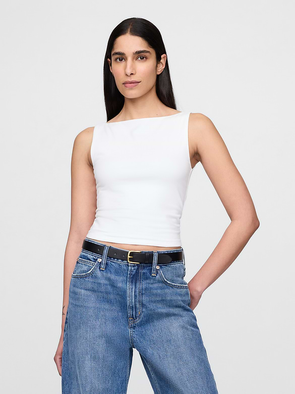 CloseKnit Jersey Boatneck Crop Tank Top